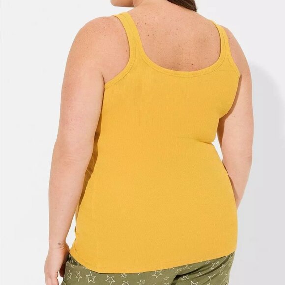 Torrid Tank Top 4X Yellow Cotton Modal Stretch Ribbed Scoop Neck Plus Size NWT - Picture 3 of 3